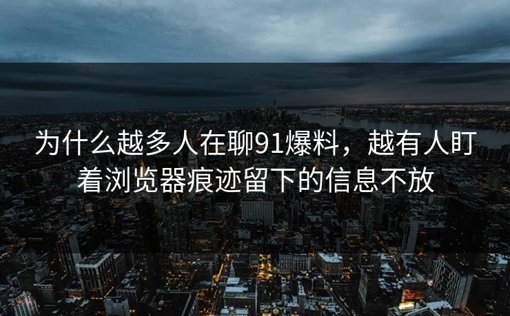 为什么越多人在聊91爆料,越有人盯着浏览器痕迹留下的信息不放