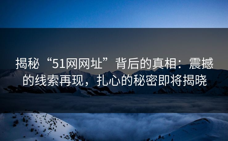 揭秘“51网网址”背后的真相：震撼的线索再现，扎心的秘密即将揭晓