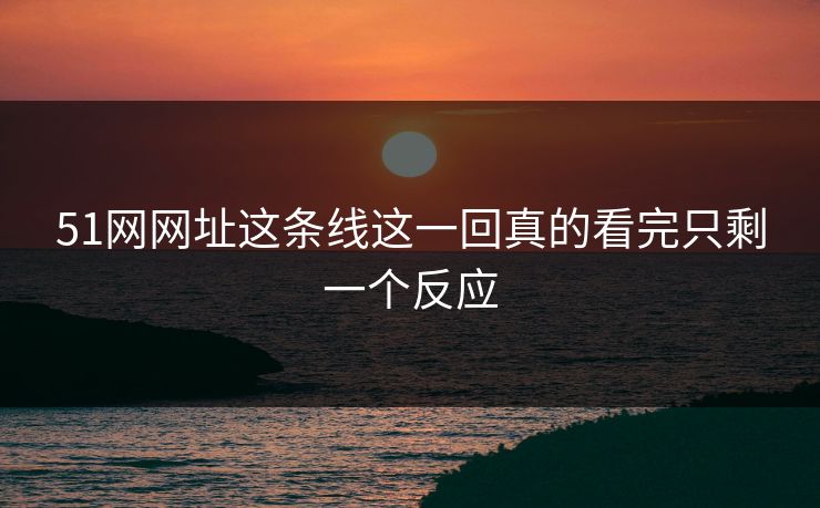 51网网址这条线这一回真的看完只剩一个反应
