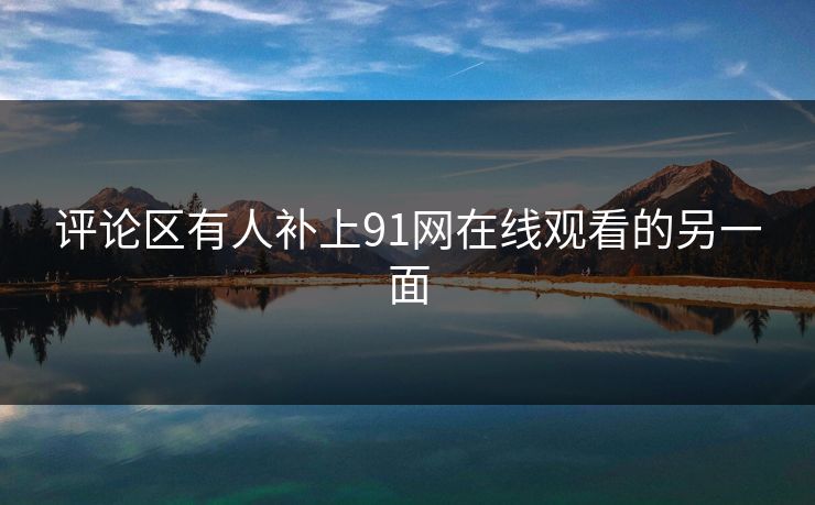 评论区有人补上91网在线观看的另一面