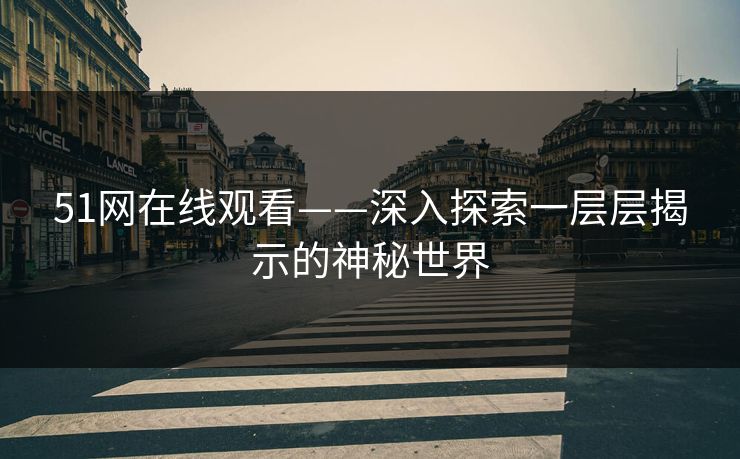 51网在线观看——深入探索一层层揭示的神秘世界