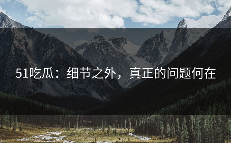 51吃瓜：细节之外，真正的问题何在