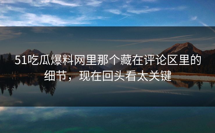 51吃瓜爆料网里那个藏在评论区里的细节,现在回头看太关键