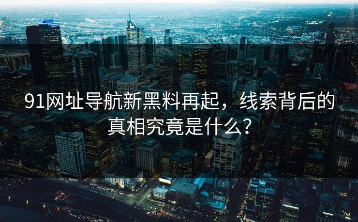 91网址导航新黑料再起,线索背后的真相究竟是什么? 91网址导航新黑料再起,线索背后的真相究竟是什么?