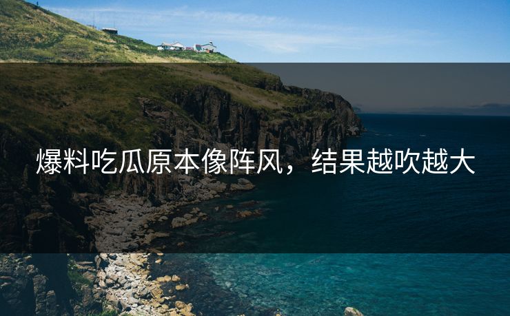 爆料吃瓜原本像阵风，结果越吹越大